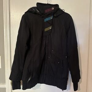 Obermeyer Tuscany Ski‎ Snowboard Jacket Women's 6 Small Lace Parka Coat Black